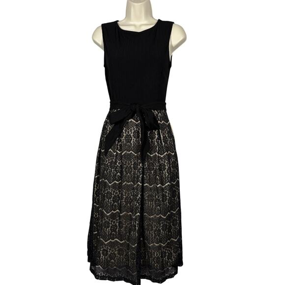 NEW! VFShow Lace Midi Dress Sleeveless Lace Midi Date Party Black Tie Waist - S - Picture 11 of 11